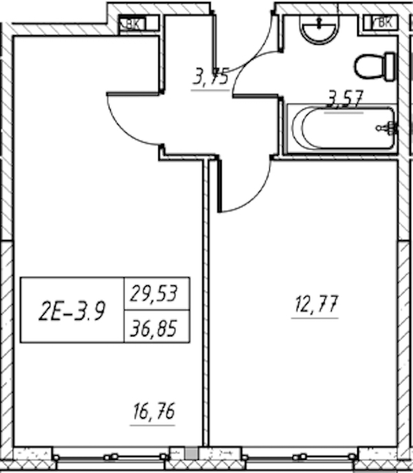 1-комнатная квартира 36.85 м², 5/11 эт., Комплекс апартаментов «Zoom на Неве»